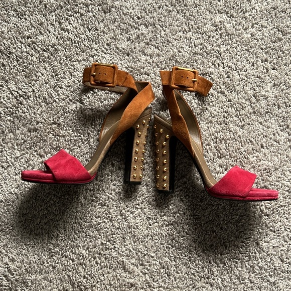 Gucci Two Tone Suede Madison Studded Heel Sandals - Picture 7 of 16